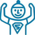 Hellblaues Icon eines Superhelden