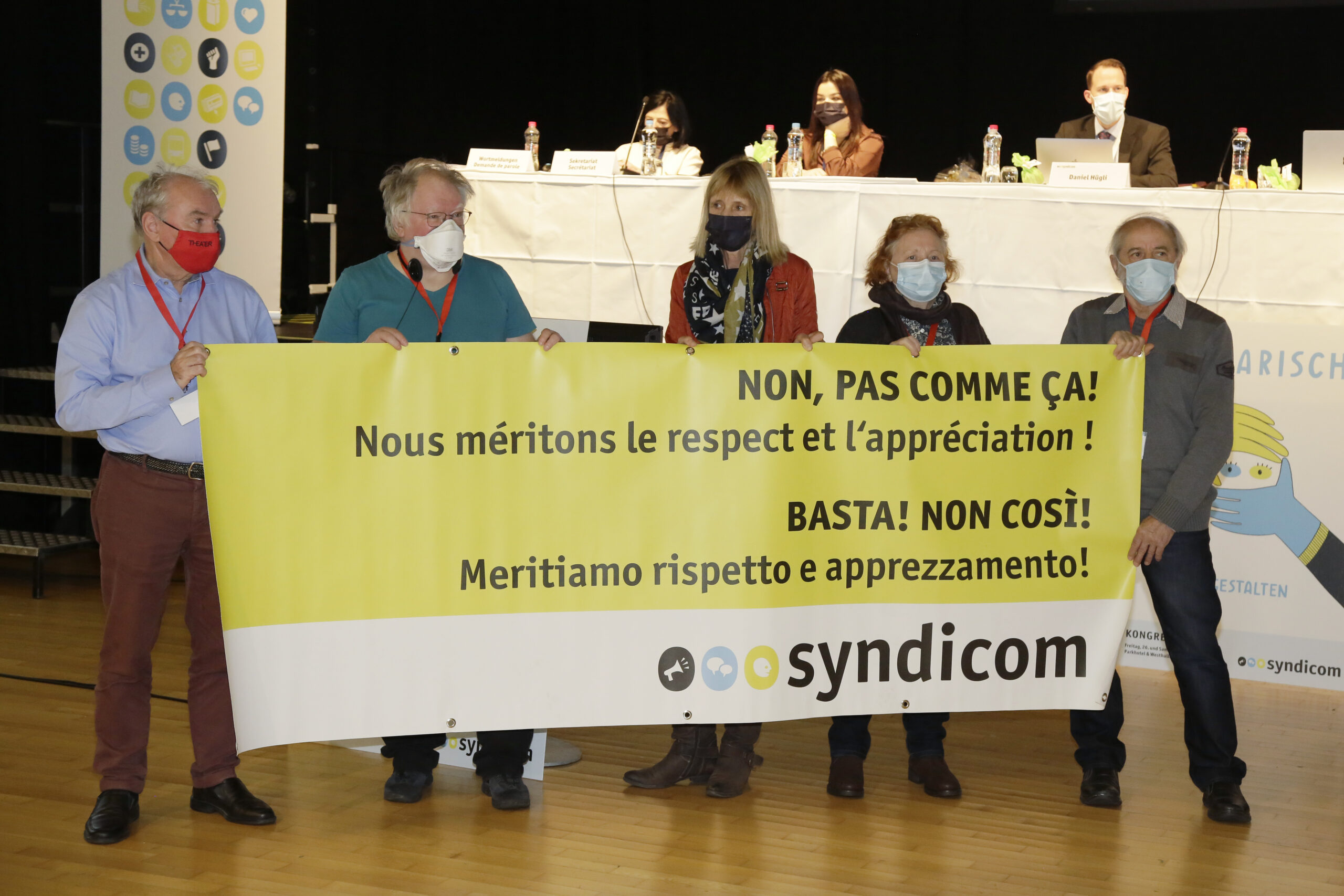 Langenthal, Parkhotel, syndicom - Kongress 2021, Aktion der Rentner und Rentnerinnen. 26.11.2021Bild: Sabine Rock