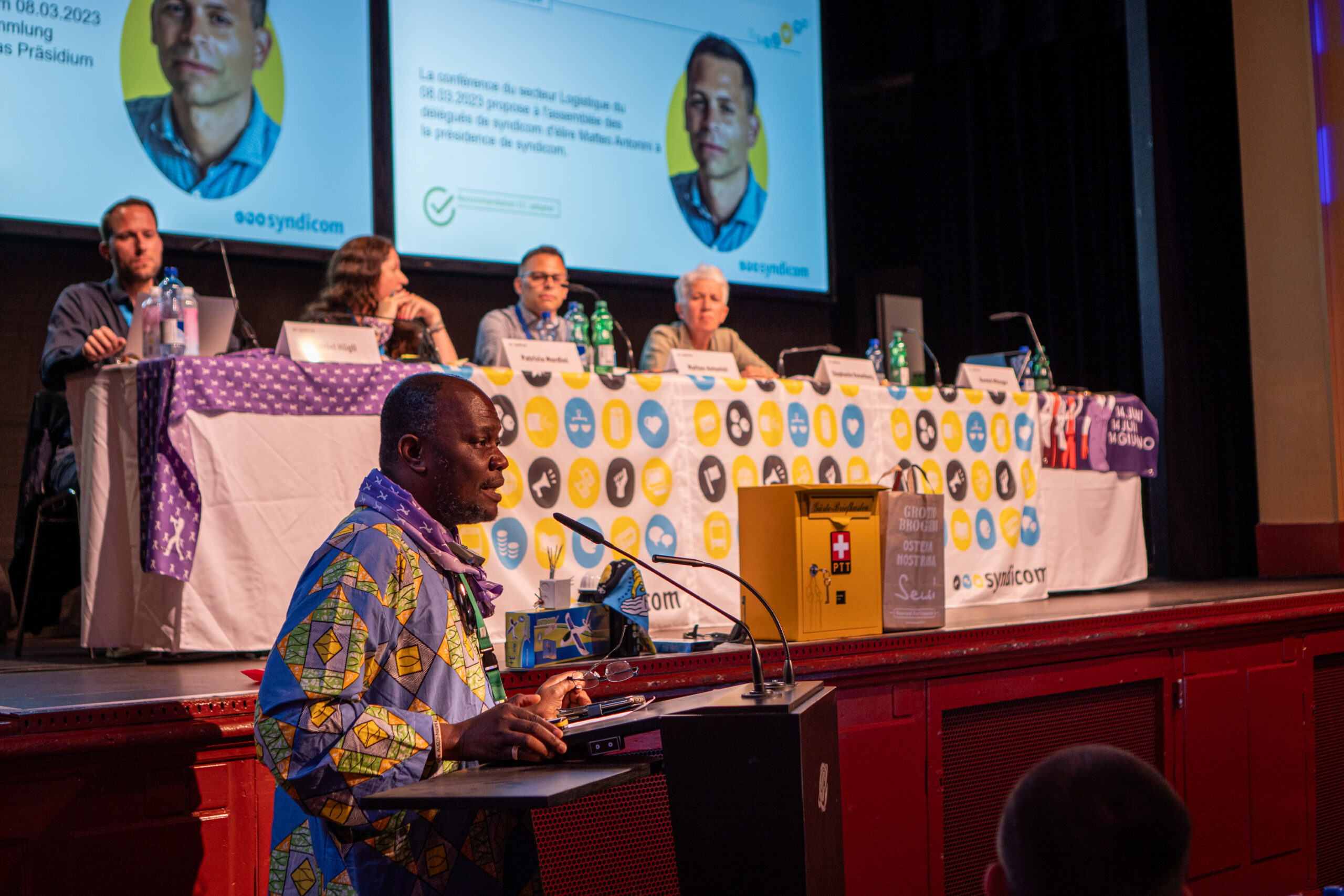 Delegiertenversammlung 2023 der Gewerkschaft syndicom, Bierhübeli, Augustin Mukamba-Moyo